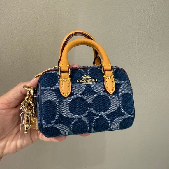 Coach CZ083 Mini Rowan Bag Charm In Signature Denim - Picture 1 of 7
